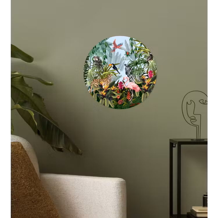 Behangcirkel - Jungle - Natuur - Jongens - Meisjes - Kinderen - Zebra - Flamingo — 3