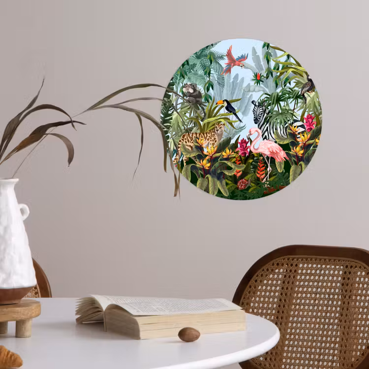 Behangcirkel - Jungle - Natuur - Jongens - Meisjes - Kinderen - Zebra - Flamingo — 4