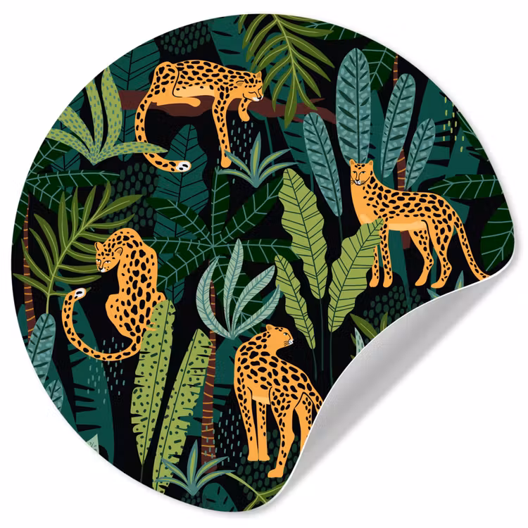 Behangcirkel - Jungle - Panter - Patronen - Jongens - Meiden - Planten — 1