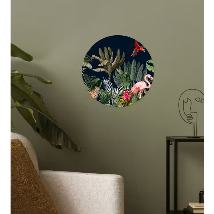 Behangcirkel - Jungle - Planten - Dieren - Kinderen - Flamingo - Zebra — 3