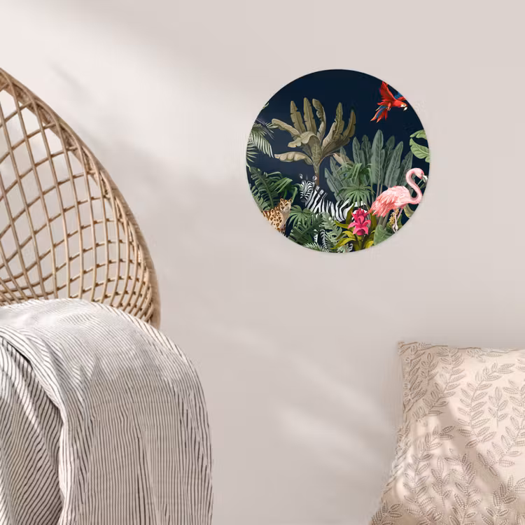Behangcirkel - Jungle - Planten - Dieren - Kinderen - Flamingo - Zebra — 5