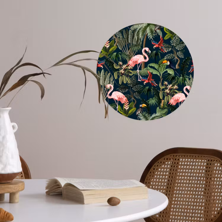 Behangcirkel - Jungledieren - Patroon - Kinderen - Flamingo - Papegaai - Kids — 4