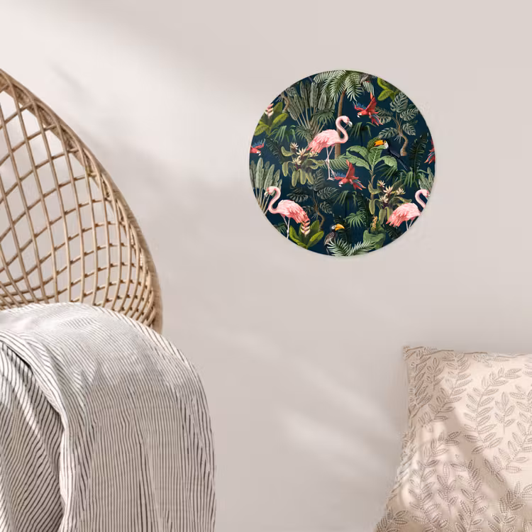 Behangcirkel - Jungledieren - Patroon - Kinderen - Flamingo - Papegaai - Kids — 5