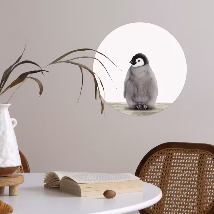 Behangcirkel - Kinderen - Pinguïn - Grijs - Dieren - Meisjes - Jongens — 4