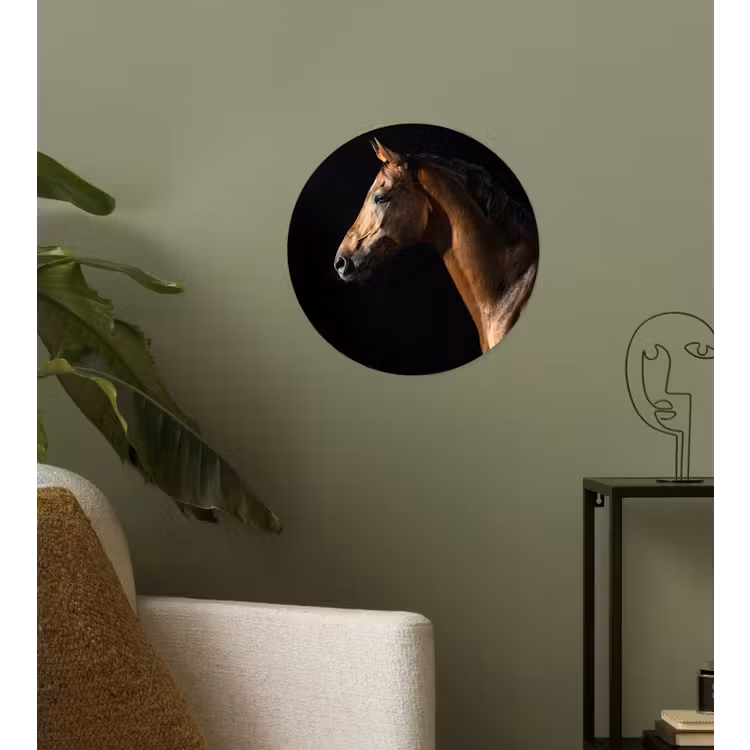 Behangcirkel - Paard - Dieren - Nacht - Zwart — 3