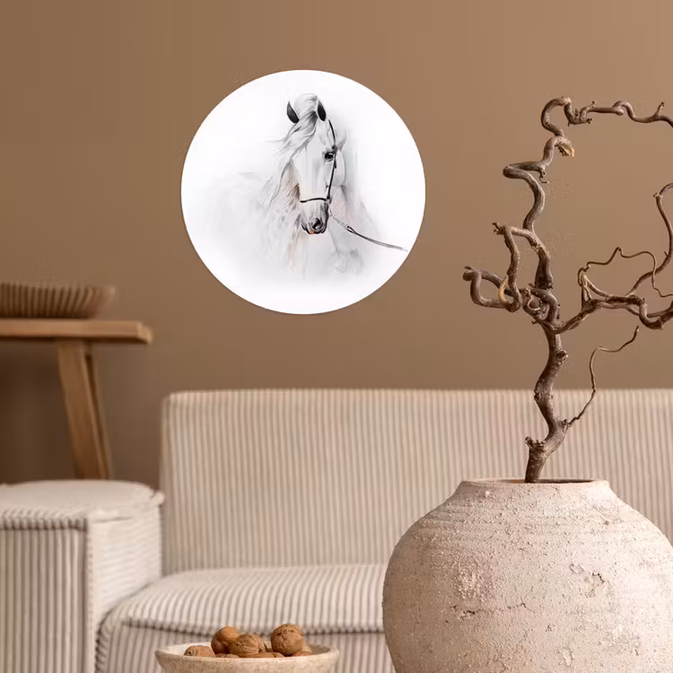 Behangcirkel - Paard - Waterverf - Dieren - Wit — 2