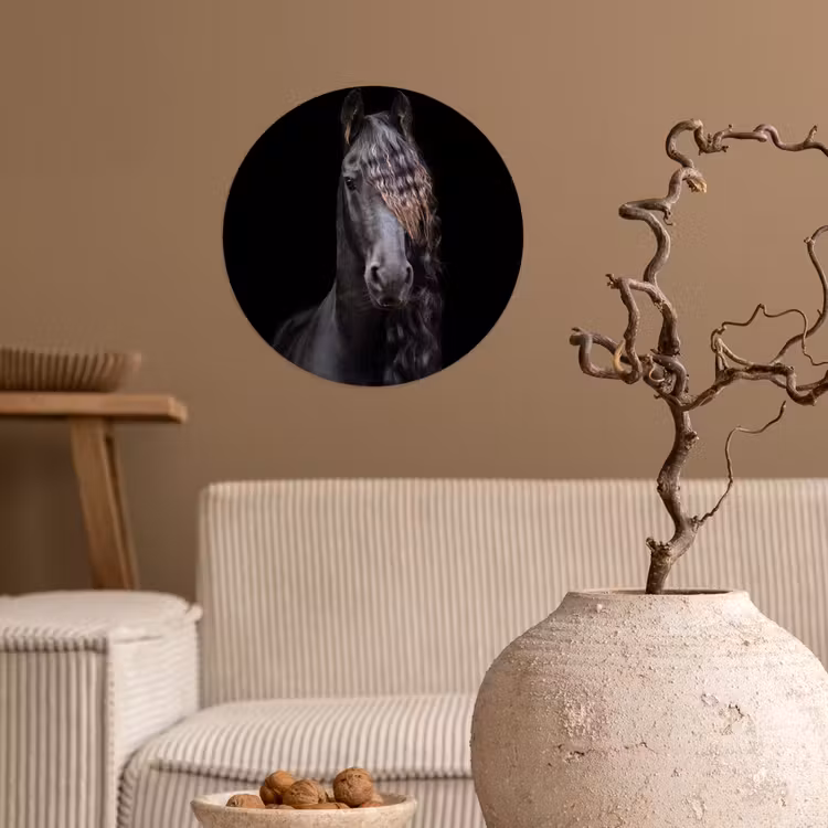 Behangcirkel - Paarden - Fries - Manen - Zwart - Dieren — 2