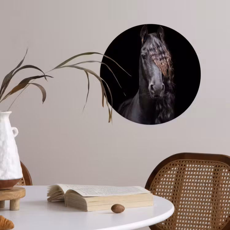 Behangcirkel - Paarden - Fries - Manen - Zwart - Dieren — 4