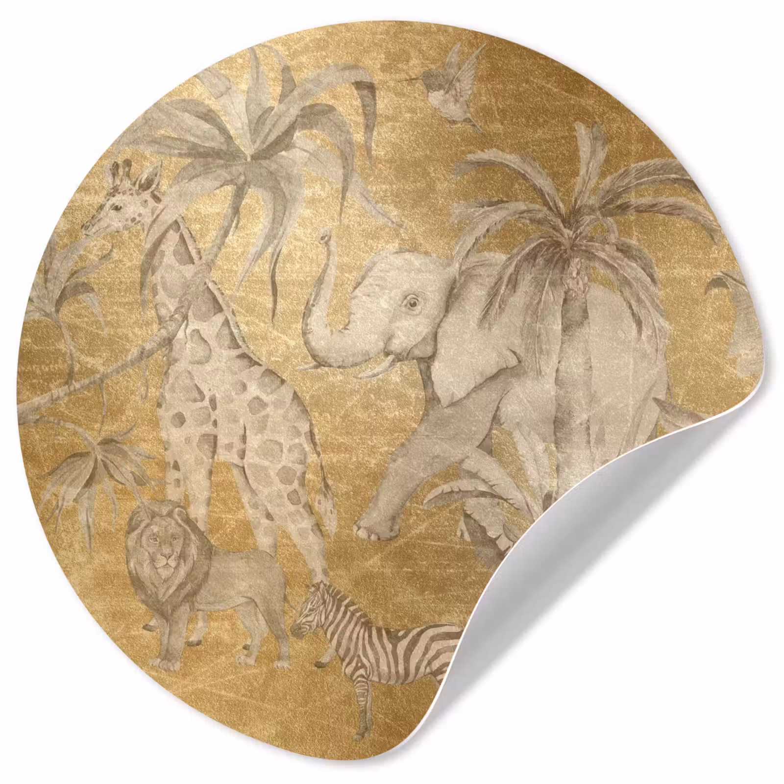 Behangcirkel - Jungle - Kinderen - Goud - Kinderen - Dieren — 1