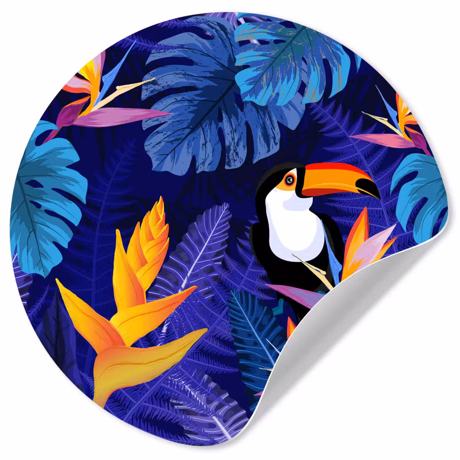 Behangcirkel - Jungle - Toekan - Bloemen - Planten - Kinderen - Paars - Dieren — 1