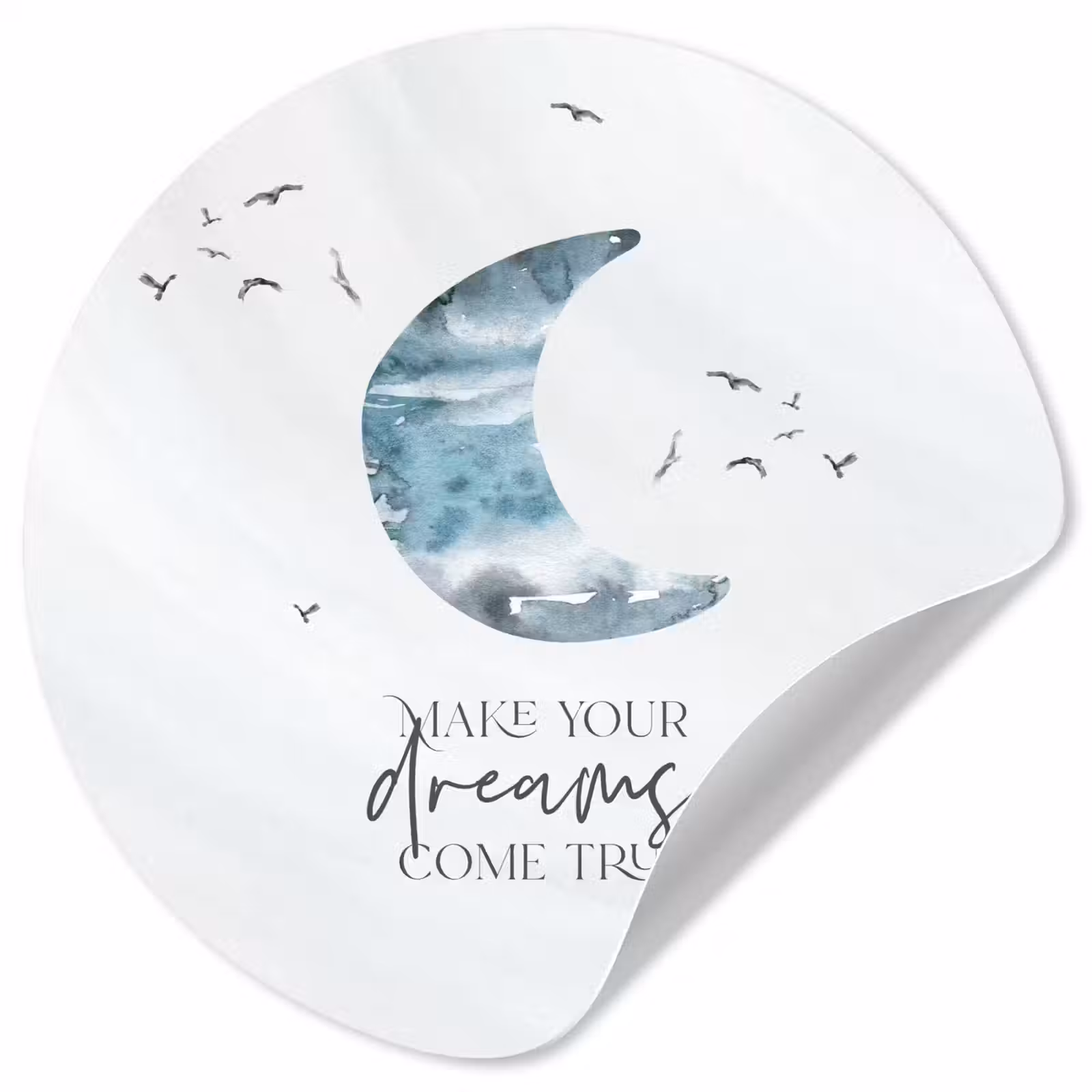 Behangcirkel - Kinderen - Make your dreams come true - Spreuken - Jongens - Blauw - Waterverf — 1