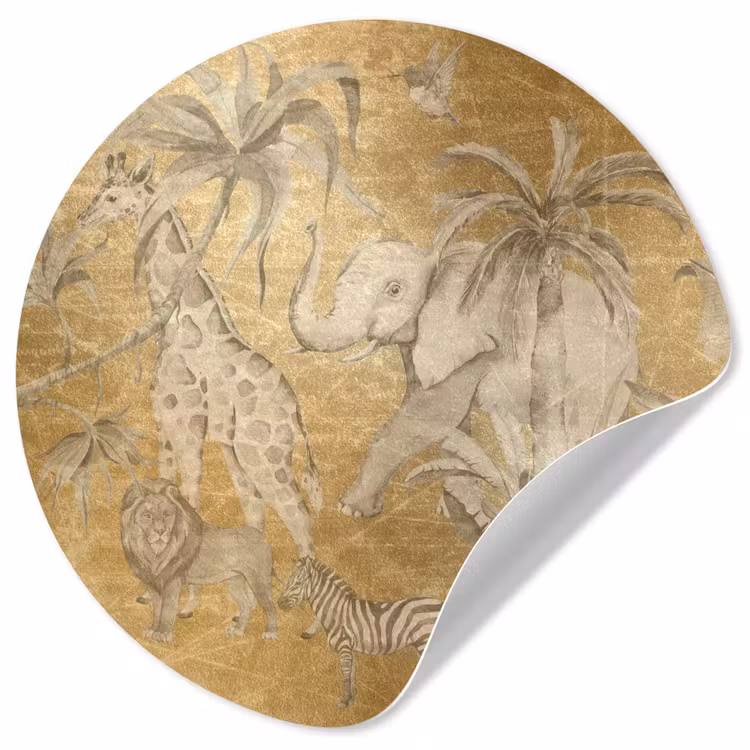 Behangcirkel - Jungle - Kinderen - Goud - Kinderen - Dieren — 1