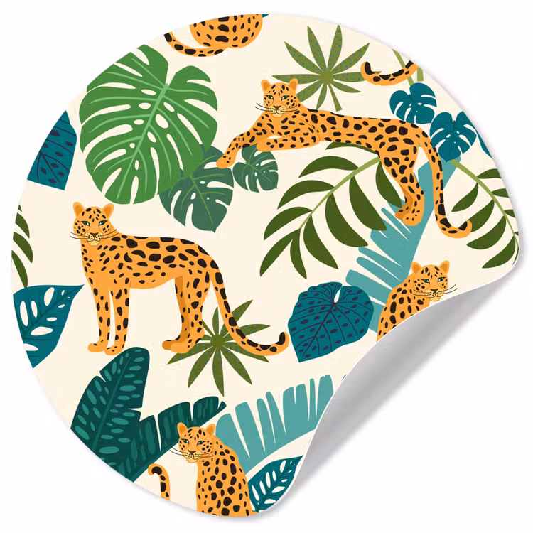 Behangcirkel - Jungle - Luipaard - Planten - Patroon - Meiden - Jongens — 1