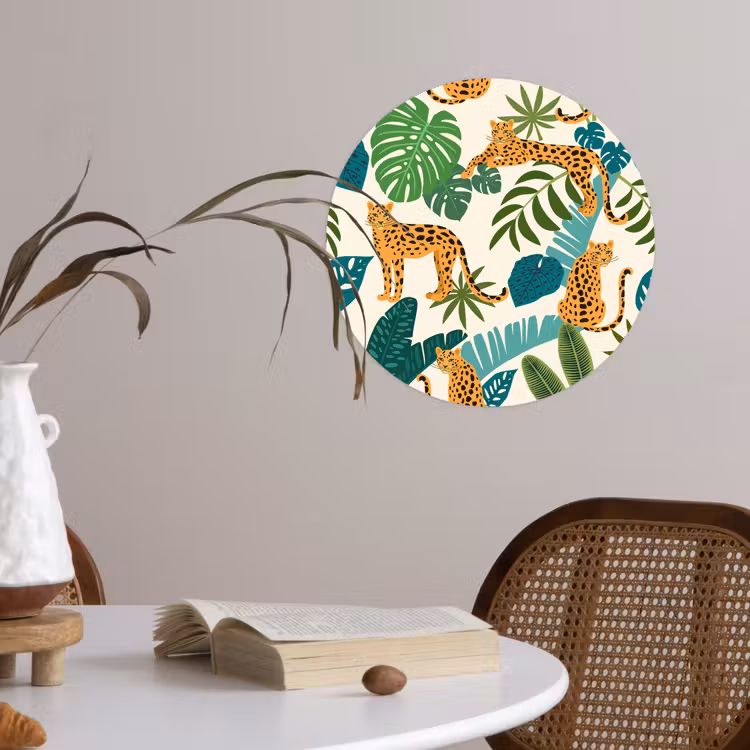 Behangcirkel - Jungle - Luipaard - Planten - Patroon - Meiden - Jongens — 4