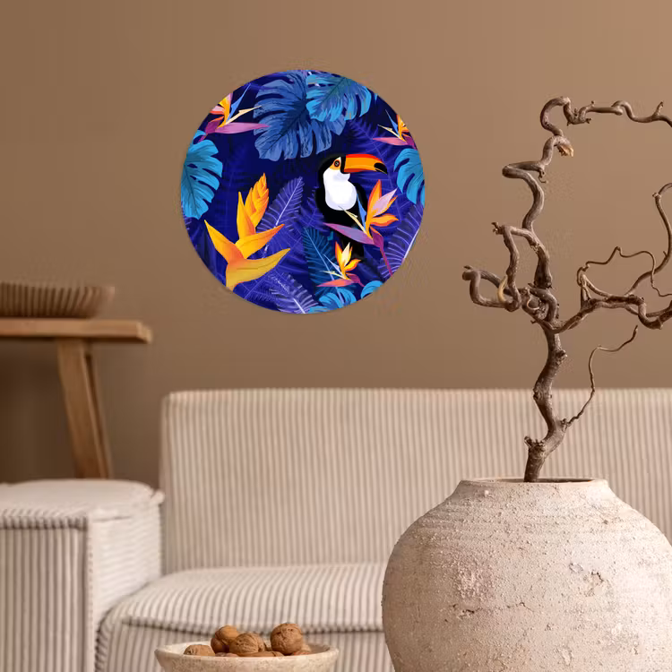 Behangcirkel - Jungle - Toekan - Bloemen - Planten - Kinderen - Paars - Dieren — 2