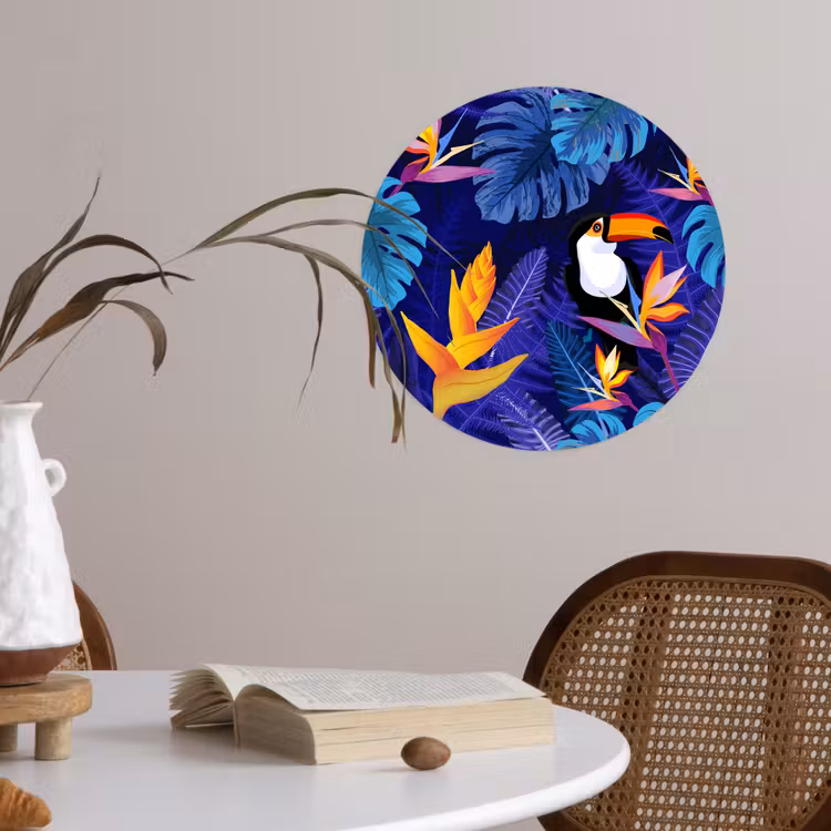 Behangcirkel - Jungle - Toekan - Bloemen - Planten - Kinderen - Paars - Dieren — 4