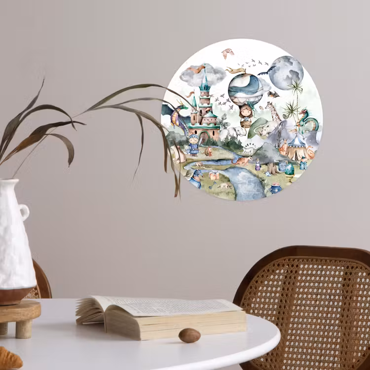 Behangcirkel - Kinderen - Luchtballon - Draak - Jongens - Kasteel - Waterverf — 4