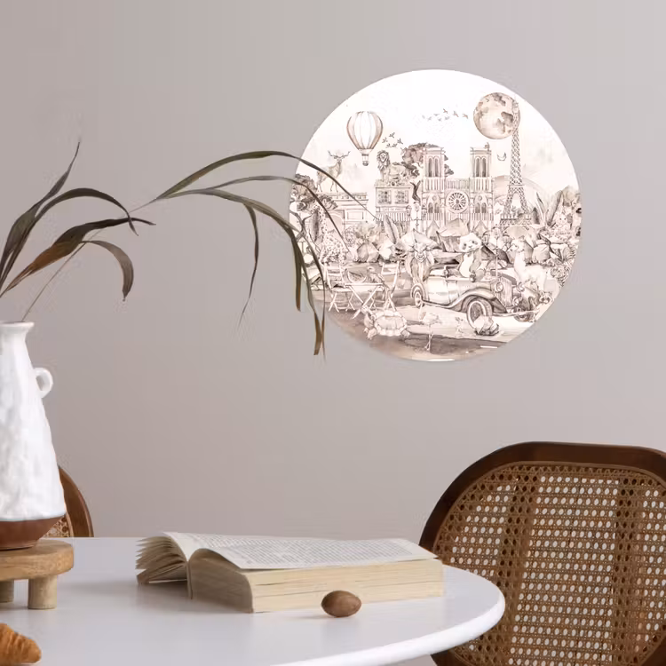 Behangcirkel - Kinderen - Parijs - Panda - Dieren - Luchtballon — 4