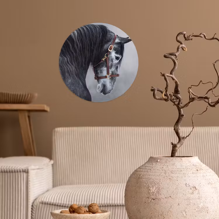 Behangcirkel - Paard - Grijs - Bruin - Dieren - Rook — 2