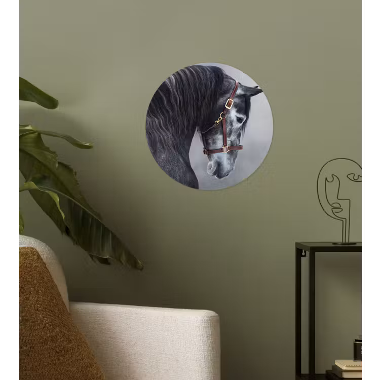 Behangcirkel - Paard - Grijs - Bruin - Dieren - Rook — 3