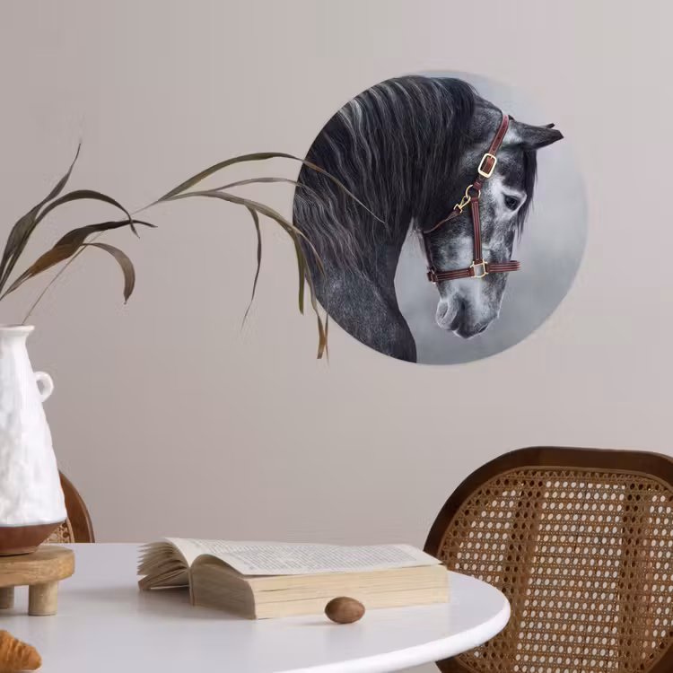 Behangcirkel - Paard - Grijs - Bruin - Dieren - Rook — 4