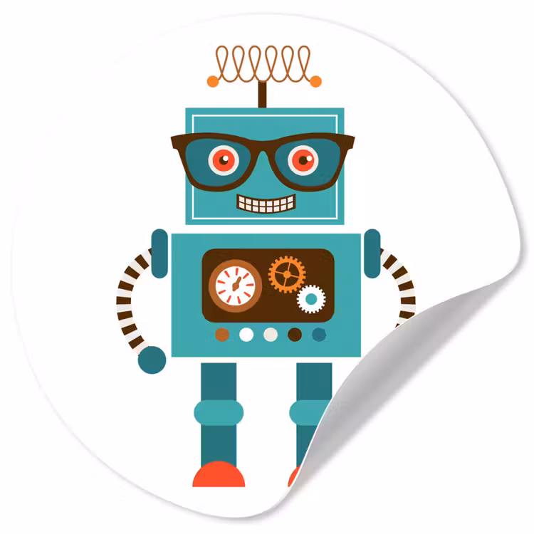Behangcirkel - Robot - Bril - Tandwielen - Gezicht - Jongens - Kids — 1