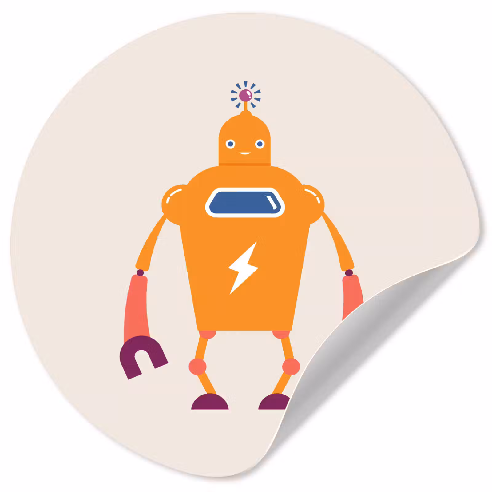 Behangcirkel - Robot - Antenne - Oranje - Bliksemschicht - Jongen - Kids — 1