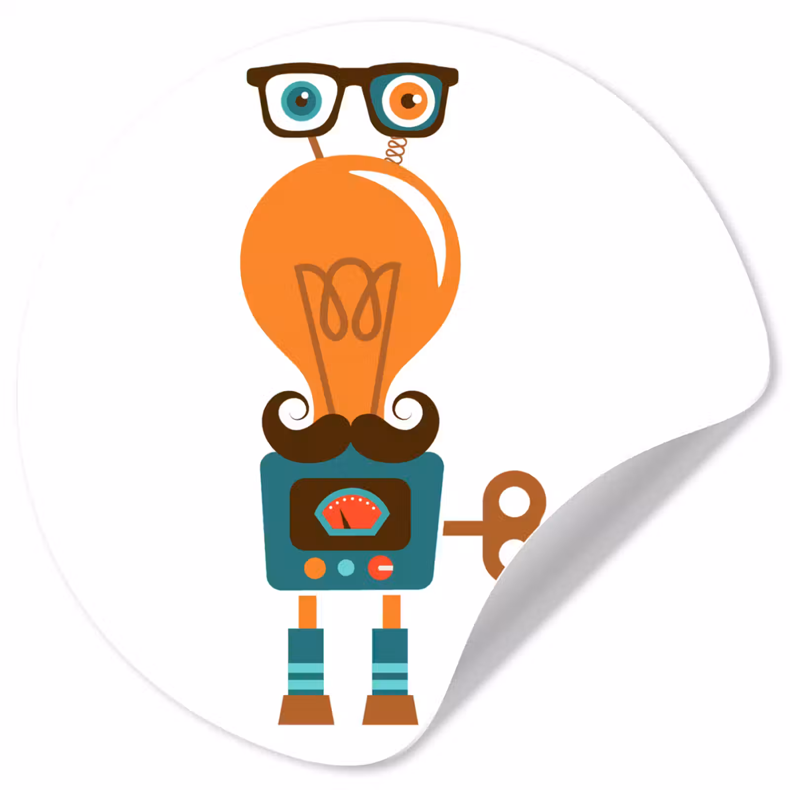 Behangcirkel - Robot - Bril - Gloeilamp - Snor - Kinderen - Jongens — 1