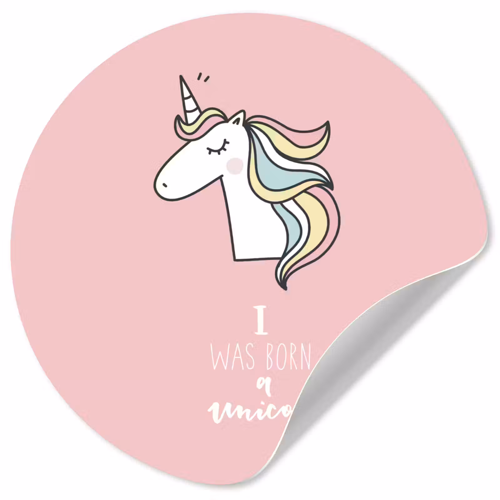 Behangcirkel - Unicorn - Quotes - Roze - I was born a unicorn - Meisjes - Kind — 1