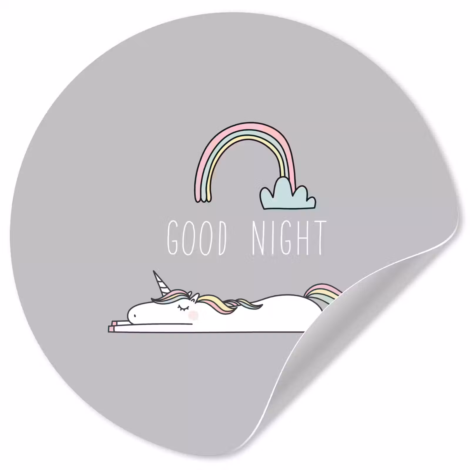 Behangcirkel - Unicorn - Regenboog - Kinderen - Quotes - Good night - Meisjes — 1