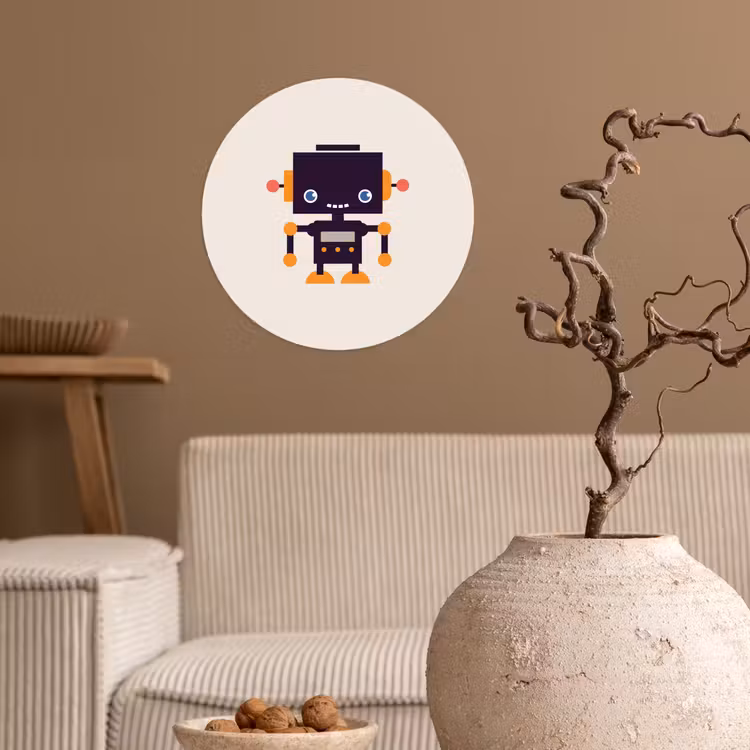 Behangcirkel - Robot - Antenne - Oranje - Beige - Kind - Kids — 2