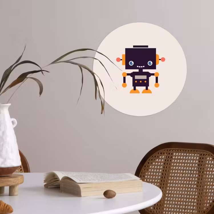 Behangcirkel - Robot - Antenne - Oranje - Beige - Kind - Kids — 4