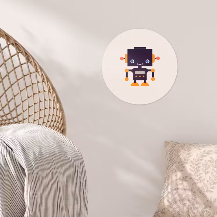 Behangcirkel - Robot - Antenne - Oranje - Beige - Kind - Kids — 5