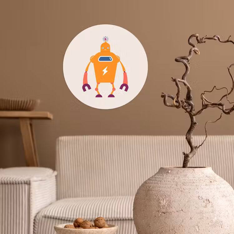 Behangcirkel - Robot - Antenne - Oranje - Bliksemschicht - Jongen - Kids — 2