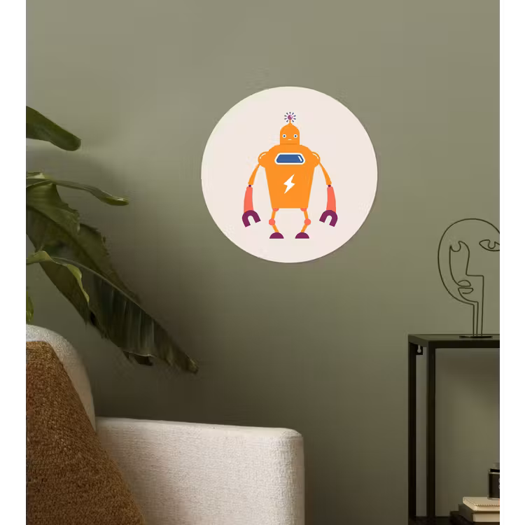 Behangcirkel - Robot - Antenne - Oranje - Bliksemschicht - Jongen - Kids — 3