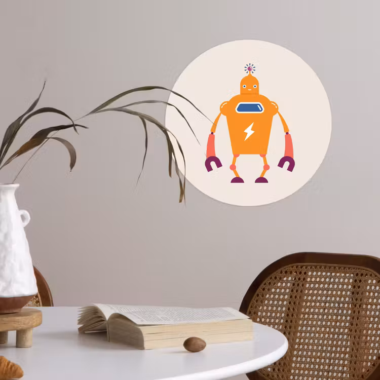 Behangcirkel - Robot - Antenne - Oranje - Bliksemschicht - Jongen - Kids — 4