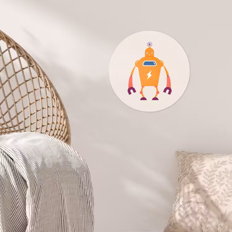 Behangcirkel - Robot - Antenne - Oranje - Bliksemschicht - Jongen - Kids — 5