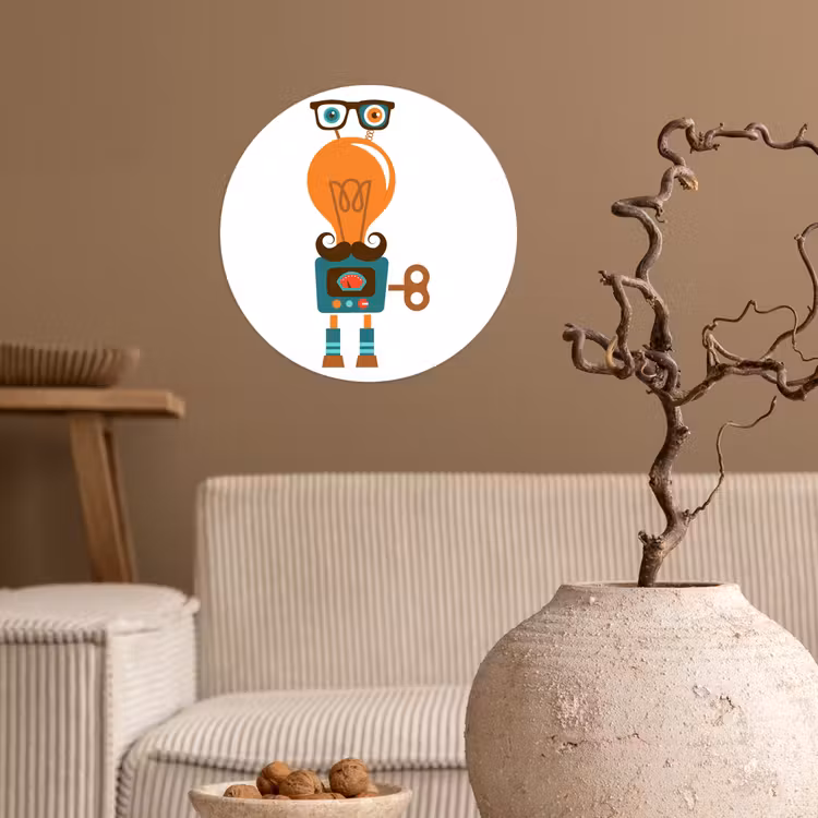 Behangcirkel - Robot - Bril - Gloeilamp - Snor - Kinderen - Jongens — 2