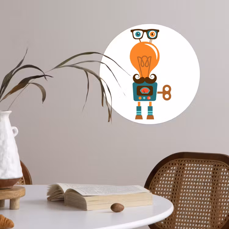 Behangcirkel - Robot - Bril - Gloeilamp - Snor - Kinderen - Jongens — 4