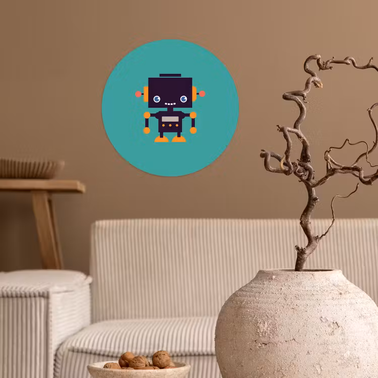 Behangcirkel - Robot - Gezicht - Antenne - Blauw - Jongens — 2