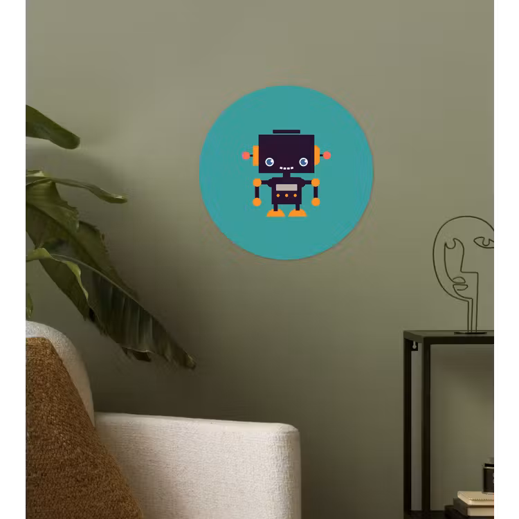 Behangcirkel - Robot - Gezicht - Antenne - Blauw - Jongens — 3