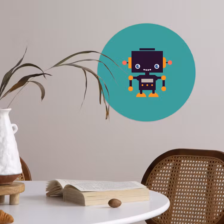 Behangcirkel - Robot - Gezicht - Antenne - Blauw - Jongens — 4