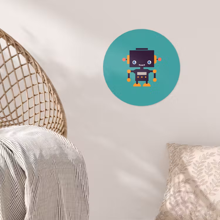 Behangcirkel - Robot - Gezicht - Antenne - Blauw - Jongens — 5