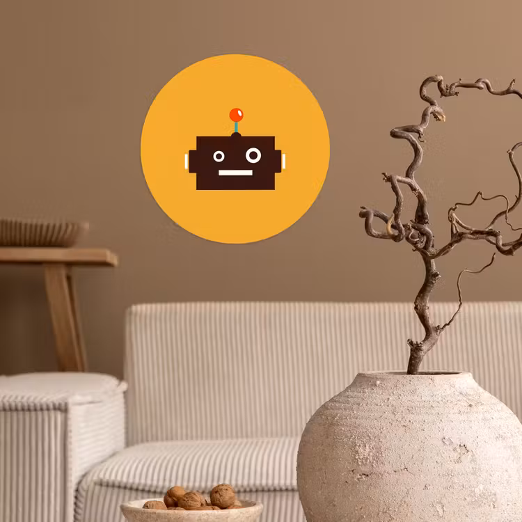 Behangcirkel - Robot - Gezicht - Antenne - Geel - Jongens - Kind — 2