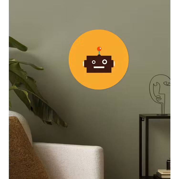 Behangcirkel - Robot - Gezicht - Antenne - Geel - Jongens - Kind — 3