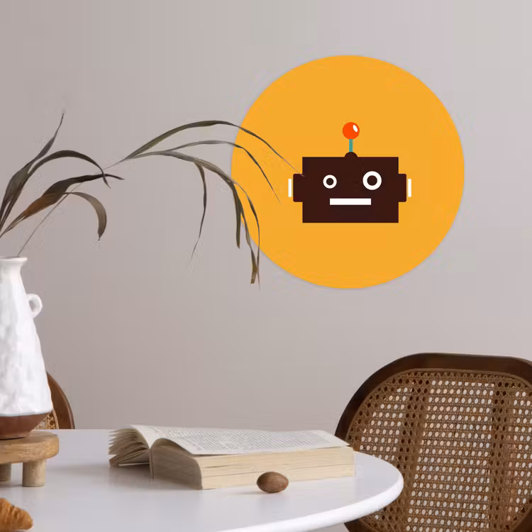 Behangcirkel - Robot - Gezicht - Antenne - Geel - Jongens - Kind — 4