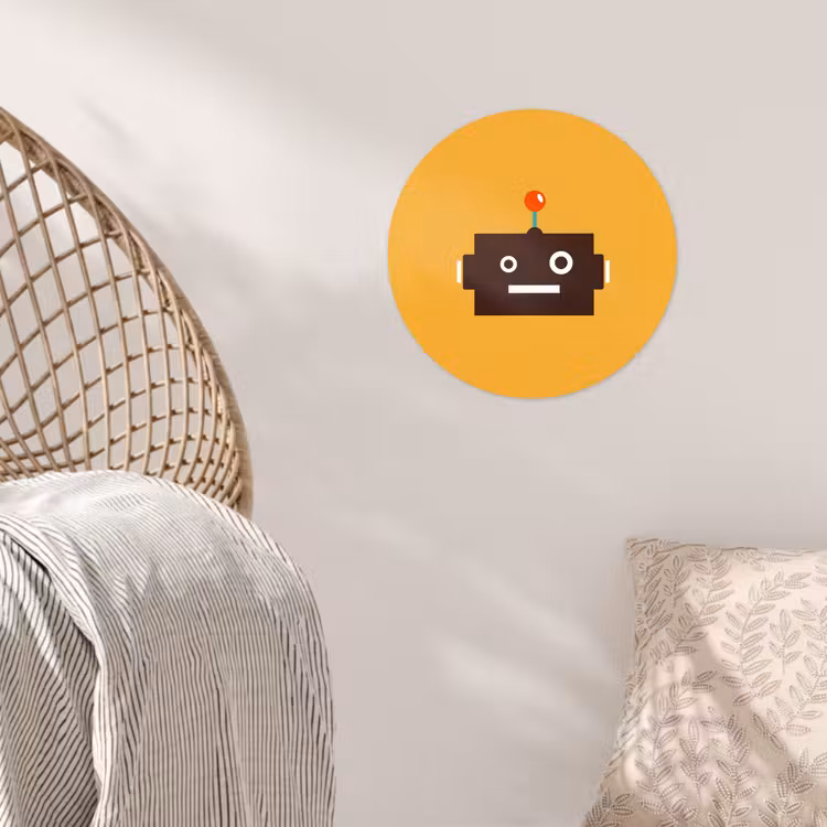 Behangcirkel - Robot - Gezicht - Antenne - Geel - Jongens - Kind — 5