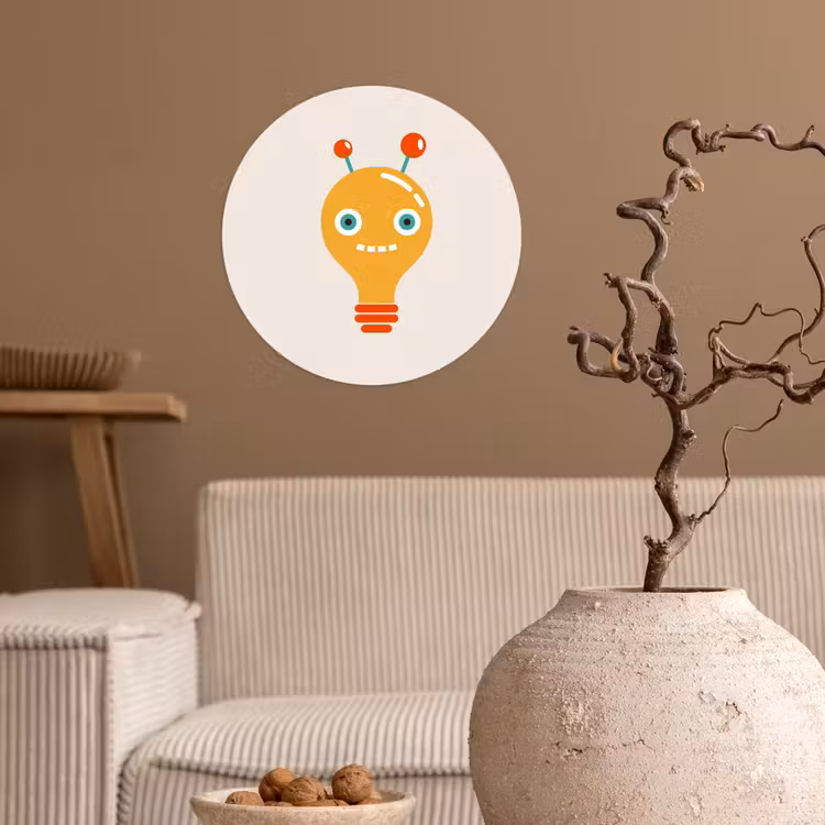Behangcirkel - Robot - Gloeilamp - Gezicht - Antenne - Kinderen — 2