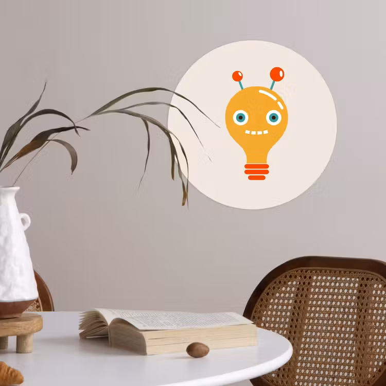 Behangcirkel - Robot - Gloeilamp - Gezicht - Antenne - Kinderen — 4