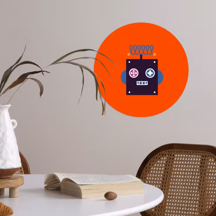 Behangcirkel - Robot - Rood - Gezicht - Vormen - Jongens - Kids — 4